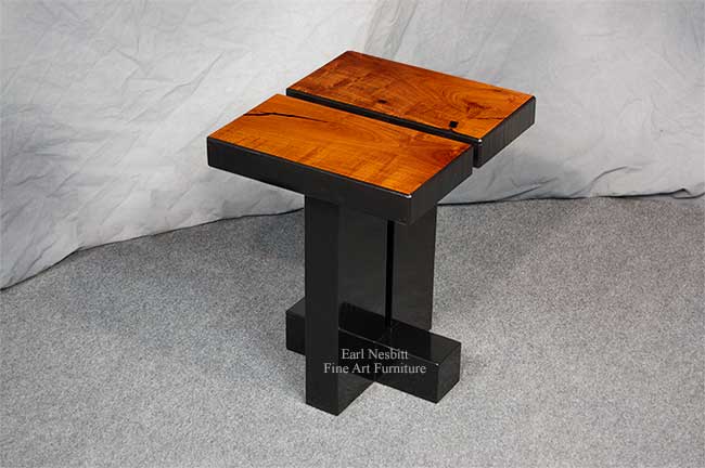 unique end table side view showing ebonized ash base